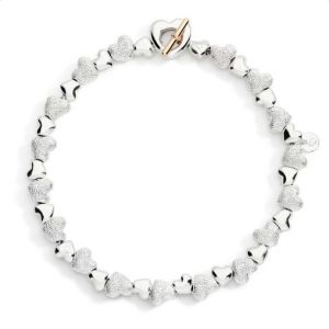 BRACCIALE CUORE CON COMPONENTI ARGENTO E ARGENTO EFFETTO DIAMANTATO L