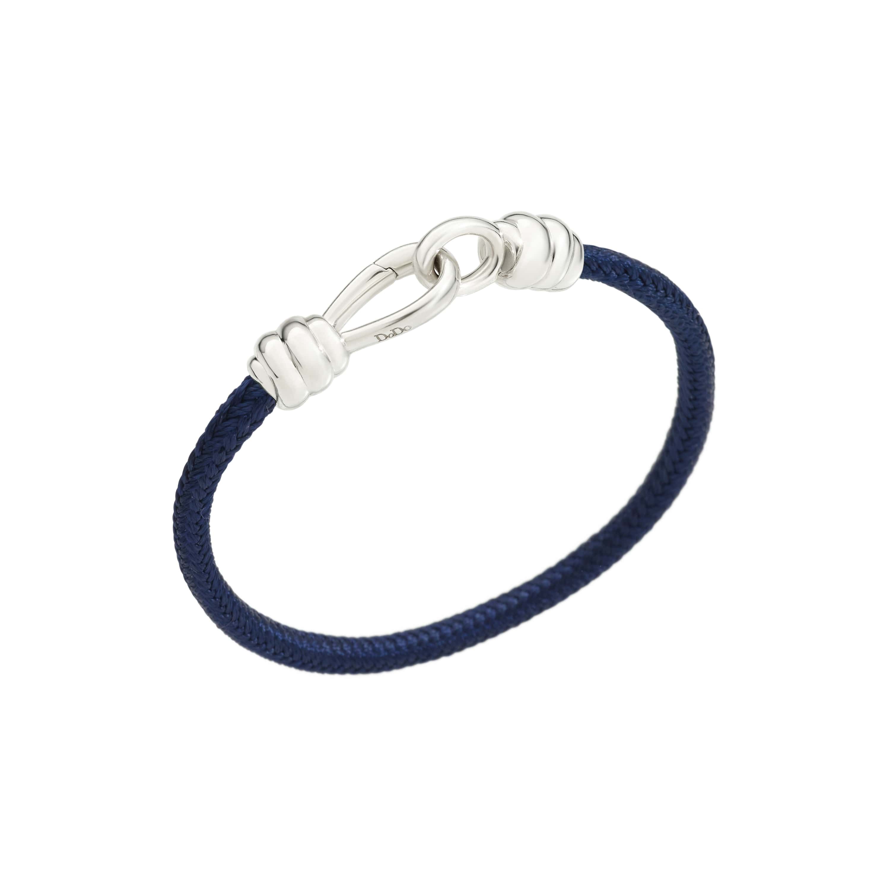 BRACCIALE DODO NODO IN ARGENTO E CORDINO BLU NAVY L Blondi 1897